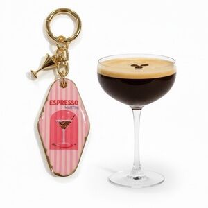 NIB Piper K Espresso Martini Keychain / Bag Charm – Pink Stripe
